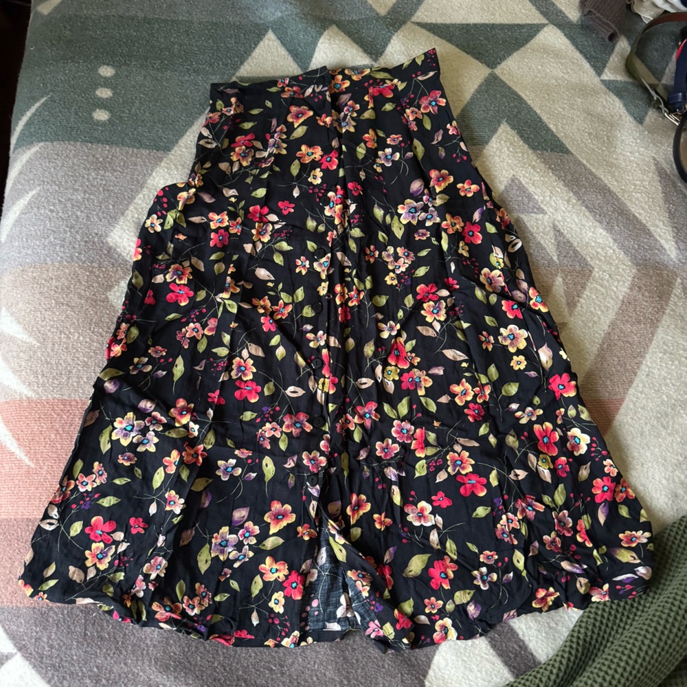 Vintage 90s Rayon Sag Harbor Floral Midi Skirt Small